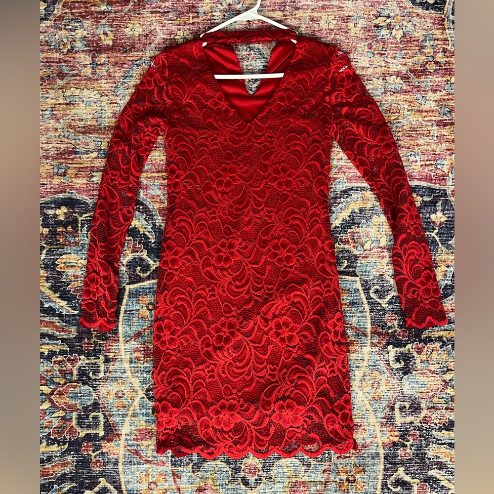 💥4/$20 BUNDLE. Red Lace Christmas or New Years Dress - Picture 2 of 7